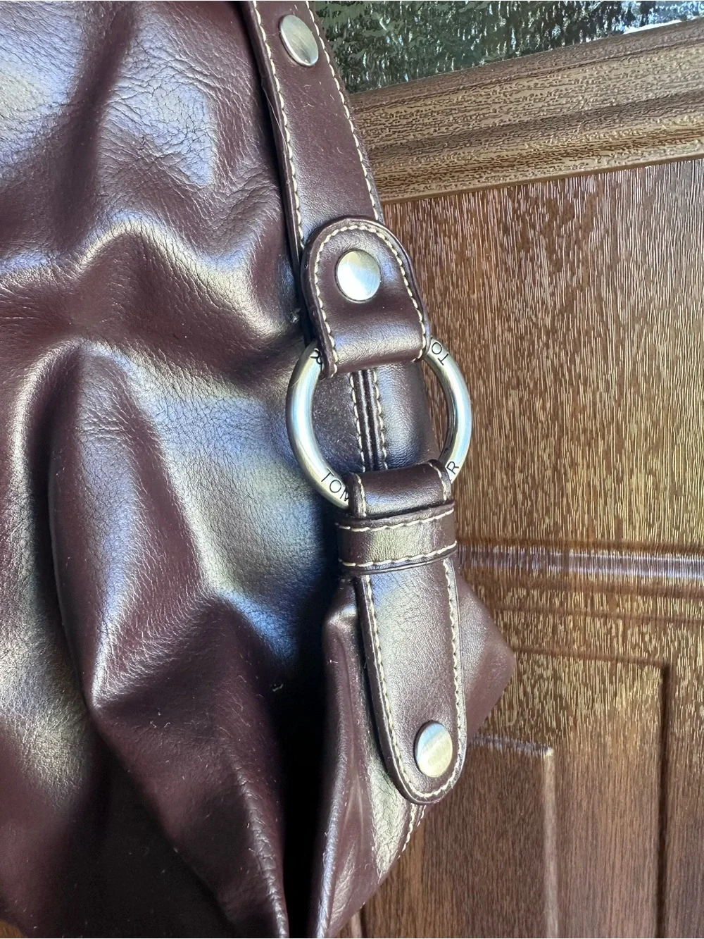 Vintage Tommy Hilfiger Brown Leather Hobo Bag Contrast Stitch Slouchy Y2K Purse